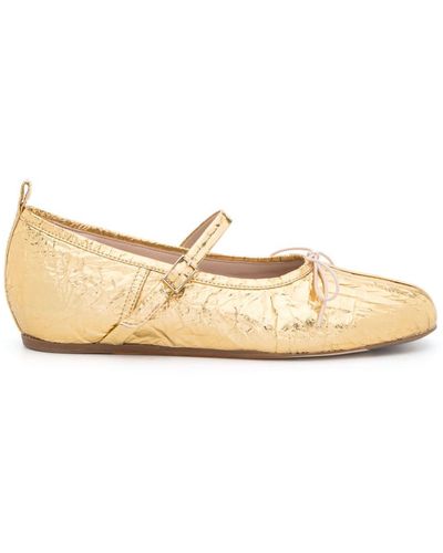 Simone Rocha Laminated-leather Ballerina Shoes - Natural