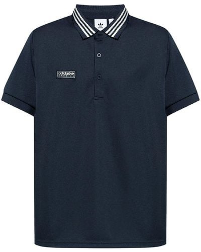 adidas Logo-appliqué Piqué Polo Shirt - Blue