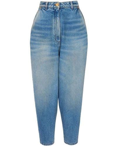 Balmain High-waisted Tapered Jeans - Blue