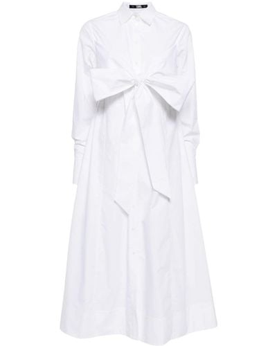 Karl Lagerfeld Bow-detail Cotton Shirtdress - White