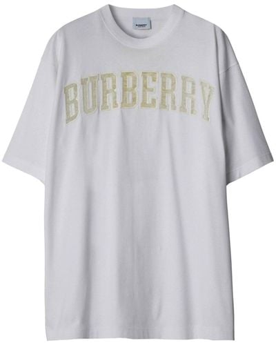 Burberry Lace Logo-detail Cotton T-shirt - White