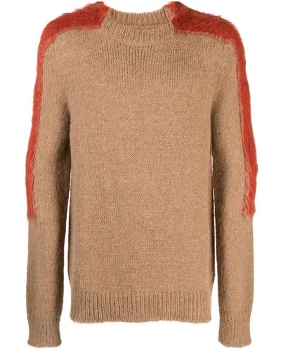 Jil Sander Midweight Stripe-detail Ribbed-knit Brushed Sweater - Brown