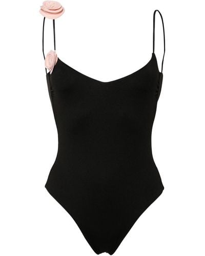 LaRevêche Ashar Floral-appliqué Swimsuit - Black