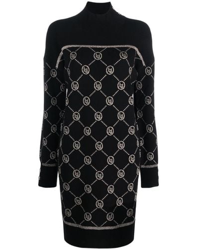 Liu Jo Logo-jacquard Knitted Dress - Black