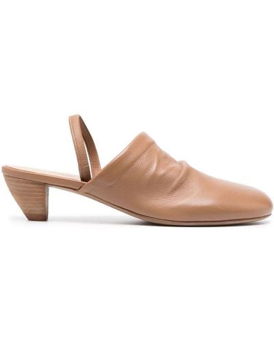 Marsèll Slingback Round-toe Leather Mules - Pink