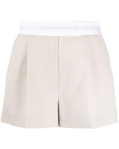 Alexander Wang Logo-waistband Wool Shorts - White