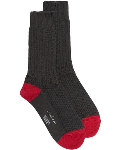 Yohji Yamamoto Logo-print Panelled Socks - Black