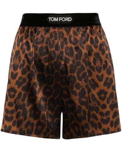 Tom Ford Shorts con estampado de leopardo - Negro