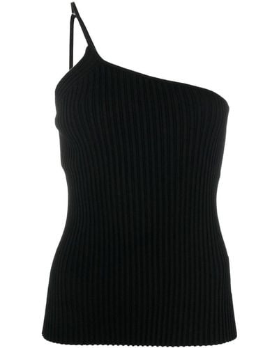 Helmut Lang Ribbed-knit One-shoulder Top - Black
