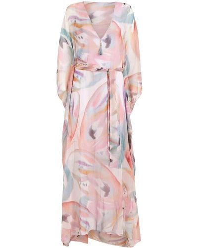 Etro Brushstroke-pattern V-neck Maxi Dress - Pink
