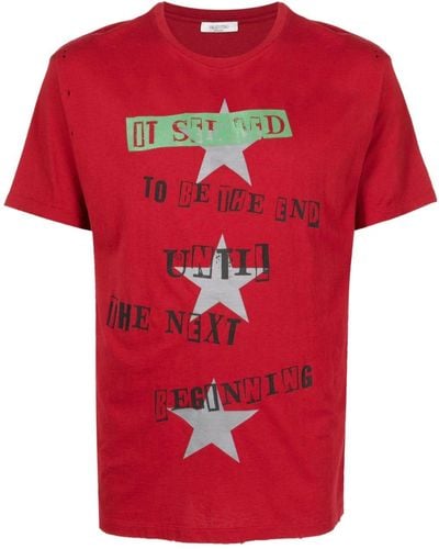 Valentino Garavani T-shirt en coton à slogan imprimé - Rouge