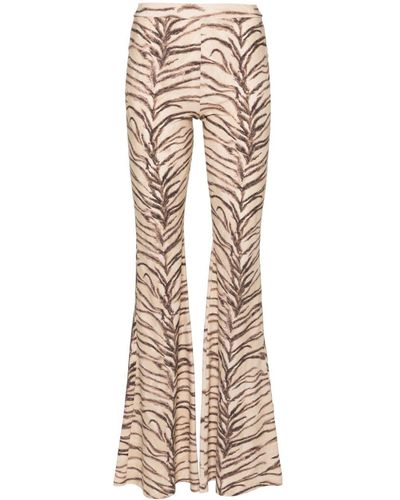 Stella McCartney Animal-print Flared Trousers - Natural