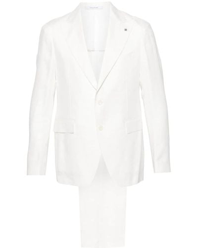 Tagliatore Single-breasted Linen Suit - White