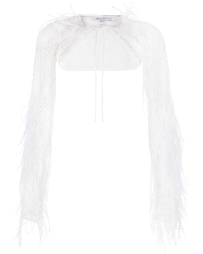 Rachel Gilbert Aster Sequin-embellished Bolero Jacket - White