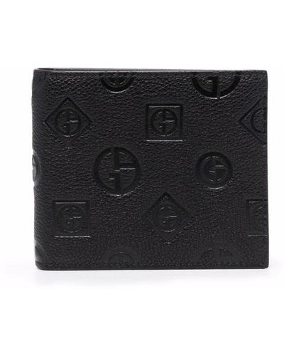 Giorgio Armani Embossed-monogram Foldable Wallet - Black