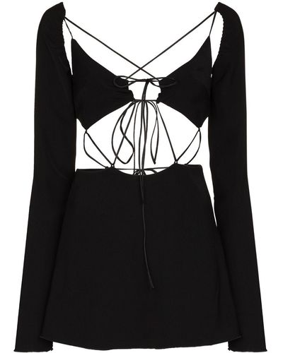 Danielle Guizio Flore Tie-fastening Cutout Minidress - Black