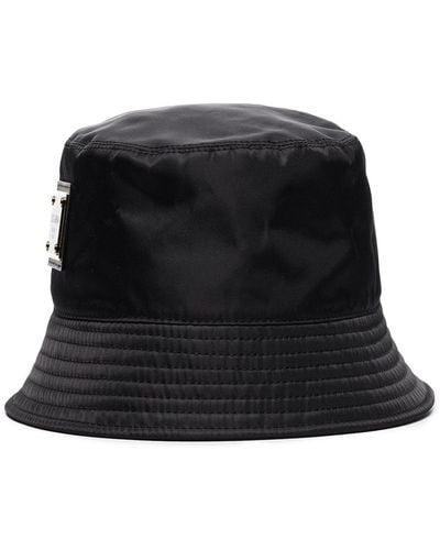 Dolce & Gabbana Sombrero de pescador con placa del logo - Negro