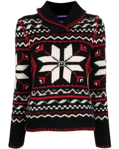 Ralph Lauren Collection Intarsia-knit Cashmere Sweater - Black