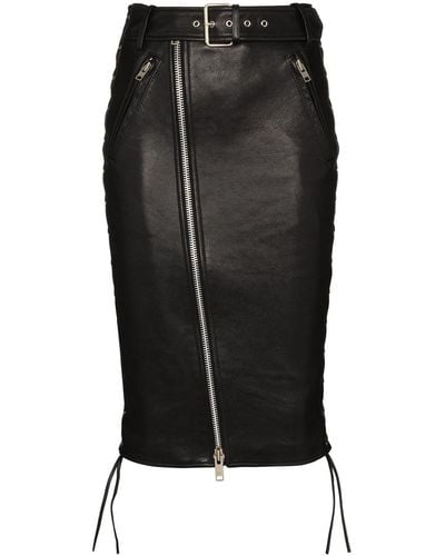 Balenciaga Belted Midi Pencil Skirt - Black