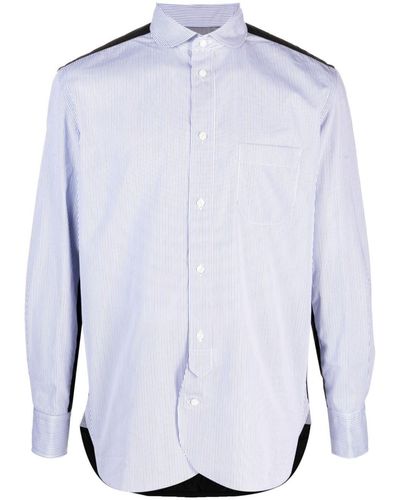 Junya Watanabe Panelled Striped Cotton Shirt - Blue