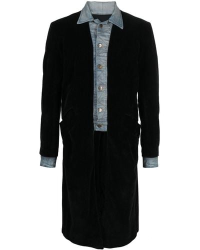 Greg Lauren Manteau en coton à design superposé - Noir