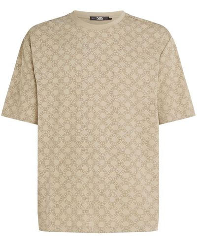 Karl Lagerfeld Circle-logo Organic-cotton T-shirt - Natural
