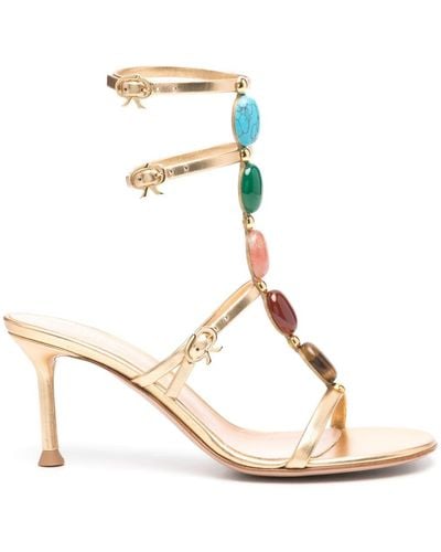 Gianvito Rossi 70mm Shanti Leather Sandals - Natural