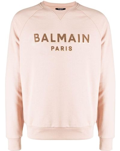 Balmain Sweatshirt mit geflocktem Logo - Pink