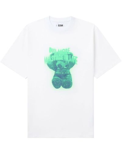 Izzue Teddy Bear-print Cotton T-shirt - Blue