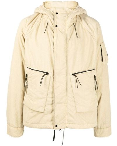 C.P. Company Lens-detail Padded Hooded Jacket - Natural