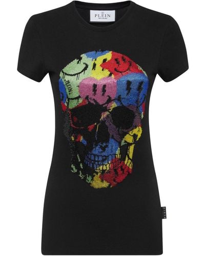 Philipp Plein Skull-print Rhinestones-embellishment T-shirt - Black