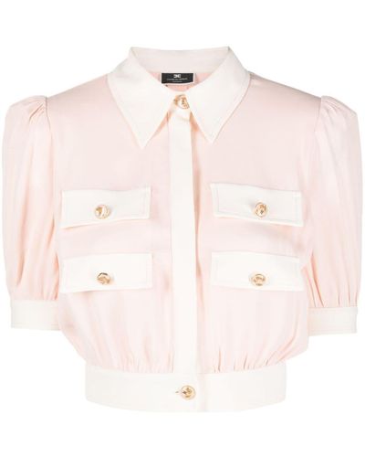 Elisabetta Franchi Flap-pockets Cropped Blouse - Pink