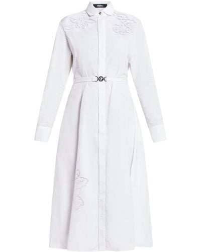 Versace Broderie-anglaise Cotton Shirtdress - White