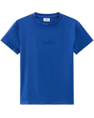 Woolrich Logo-embroidered Cotton T-shirt - Blue