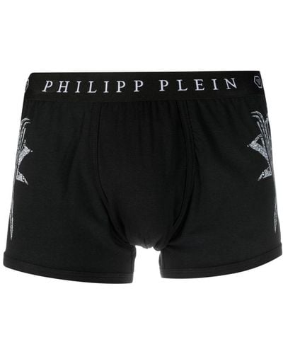 Philipp Plein Shorts mit Logo-Bund - Schwarz