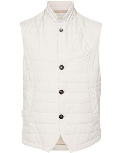 Eleventy Padded Button-up Gilet - White
