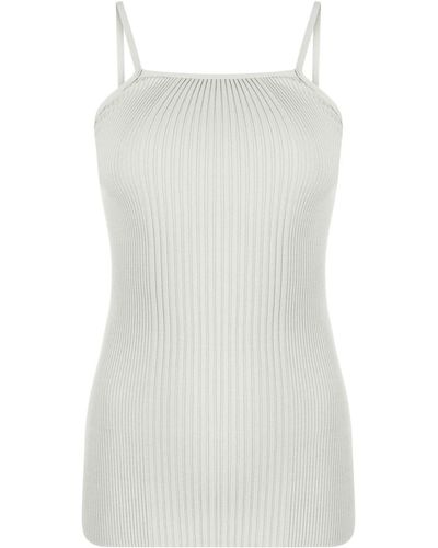 Low Classic Halterneck Ribbed Tank Top - White