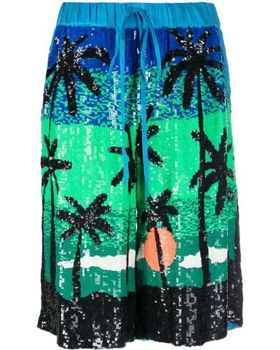 P.A.R.O.S.H. Sequin-embellished Drawstring Shorts - Green