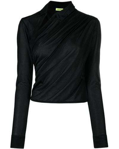 GAUGE81 Alia Ruched Asymmetric Shirt - Black