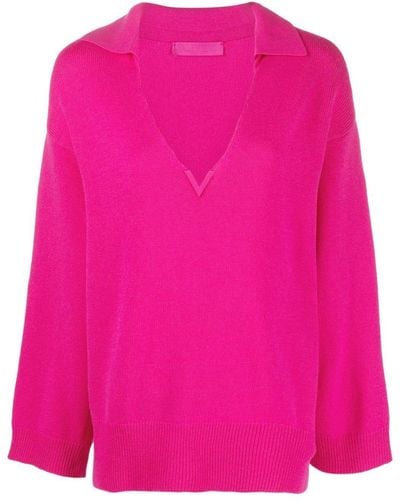 Valentino Garavani Vgold-detail Cashmere Sweater - Pink