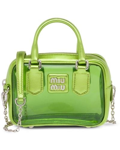 Miu Miu Transparent Leather-trim Mini Bag - Green