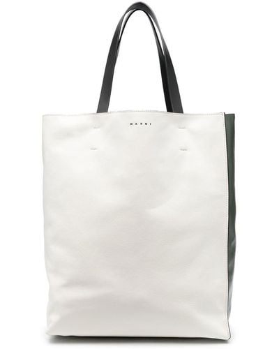 Marni Logo-print Leather Tote Bag - White