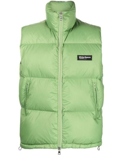 White/space Logo-patch Quilted Gilet - Green