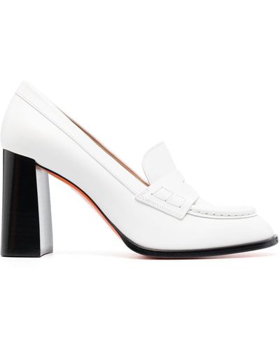 Santoni Court Leather Court Shoes - White