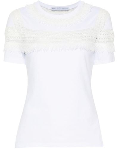 Ermanno Scervino Ausgefranstes T-Shirt - Weiß