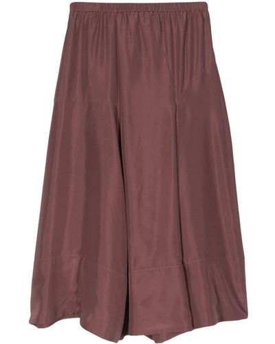 Tibi A-line Midi Silk Skirt - Purple