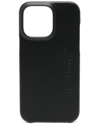 Off-White c/o Virgil Abloh Ow Bookish Logo-embossed Leather Iphone 14 Pro Case - Black