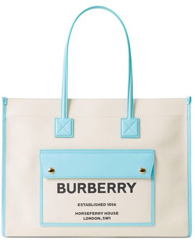 Burberry Mittelgroße Henkeltasche "Freya" - Blau