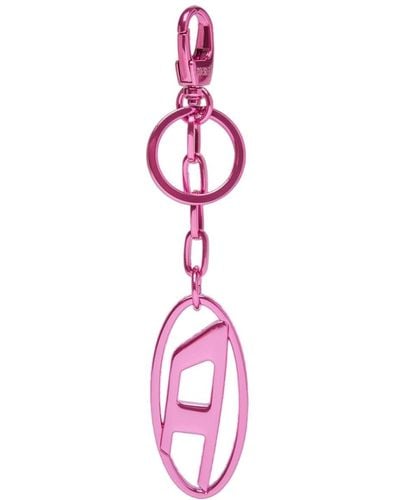 DIESEL Oval D Metallic Keyring - Pink