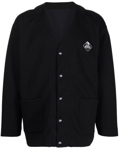 White Mountaineering X F.c. Real Bristol Logo-patch Cardigan - Blue